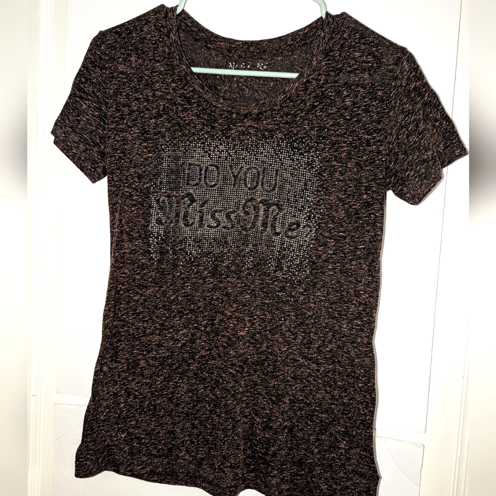 Miss Me Woman's Large Brown Short Sleeve T-Shirt